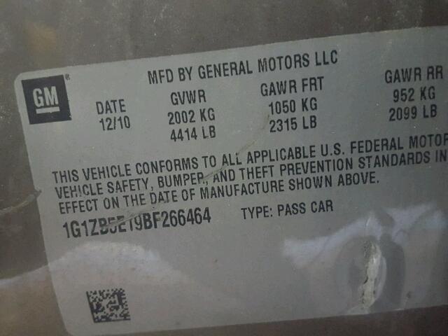 1G1ZB5E19BF266464 - 2011 CHEVROLET MALIBU LS ყავისფერი ფოტო 10