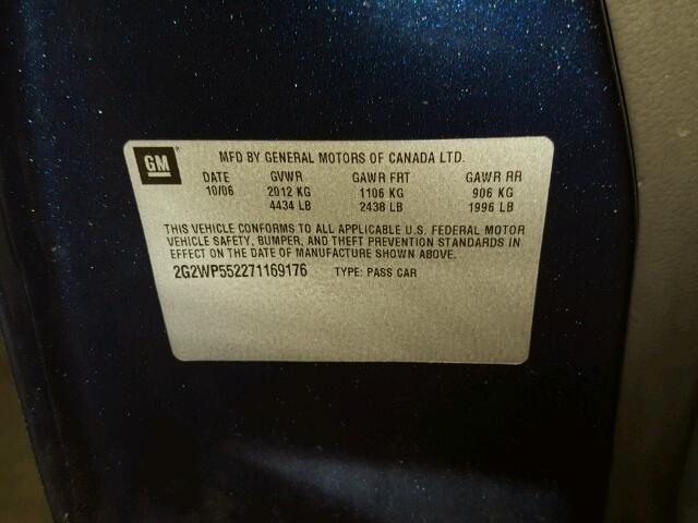 2G2WP552271169176 - 2007 PONTIAC GRAND PRIX BLUE photo 10