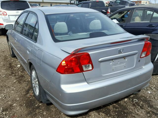 1HGES26785L007110 - 2005 HONDA CIVIC EX SILVER photo 3