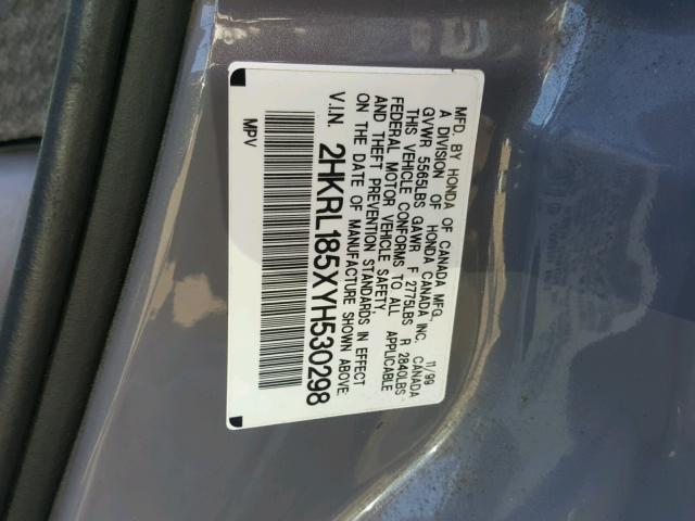 2HKRL185XYH530298 - 2000 HONDA ODYSSEY LX GRAY photo 10