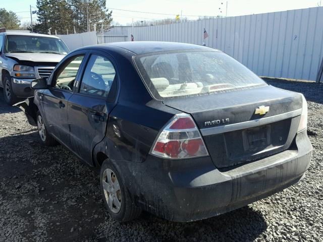 KL1TD56697B071391 - 2007 CHEVROLET AVEO BASE Czarny zdjęcie 3