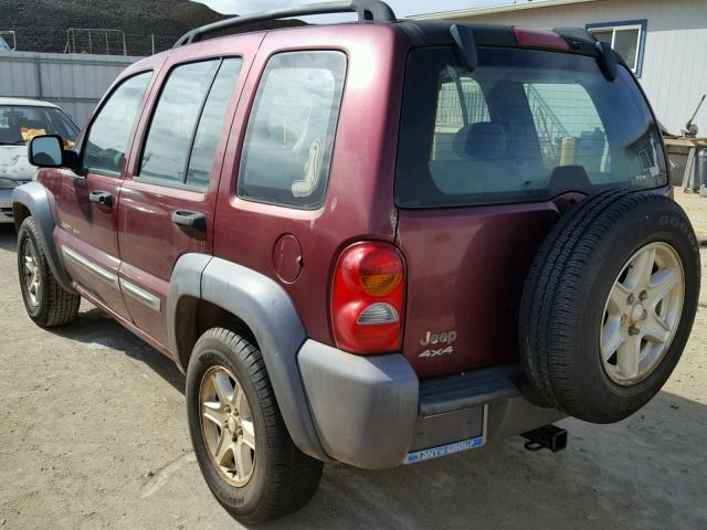 1J8GL48K63W588550 - 2003 JEEP LIBERTY SP MAROON photo 3