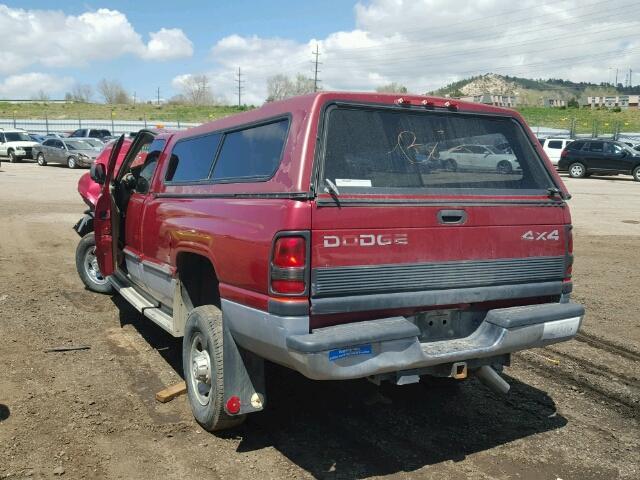 1B7KF2369WJ204978 - 1998 DODGE RAM 2500 MAROON photo 3