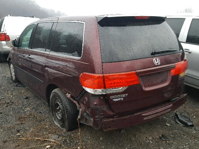 5FNRL3H25AB112124 - 2010 HONDA ODYSSEY LX MAROON photo 3