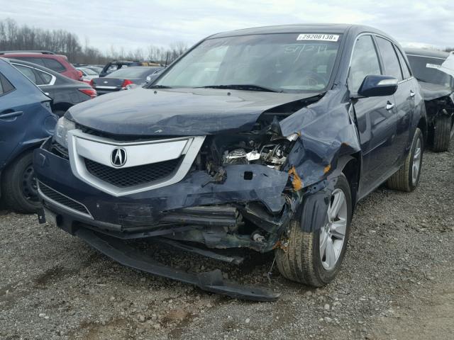 2HNYD2H67AH002749 - 2010 ACURA MDX TECHNO BLUE photo 2