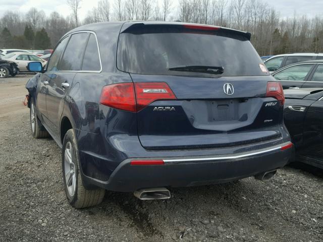 2HNYD2H67AH002749 - 2010 ACURA MDX TECHNO BLUE photo 3