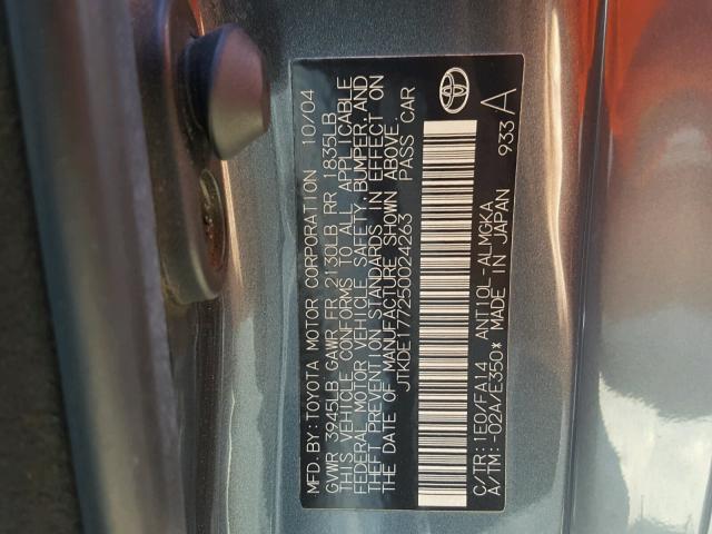 JTKDE177250024263 - 2005 TOYOTA SCION TC 石墨色 照片 10