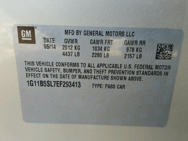 1G11B5SL7EF293413 - 2014 CHEVROLET MALIBU LS 金色 照片 10