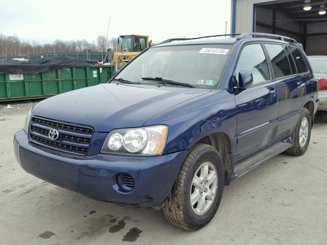 JTEHF21A330098882 - 2003 TOYOTA HIGHLANDER BLUE photo 2