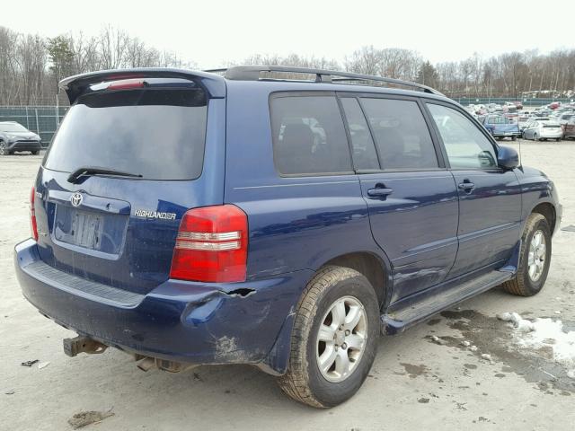 JTEHF21A330098882 - 2003 TOYOTA HIGHLANDER BLUE photo 4