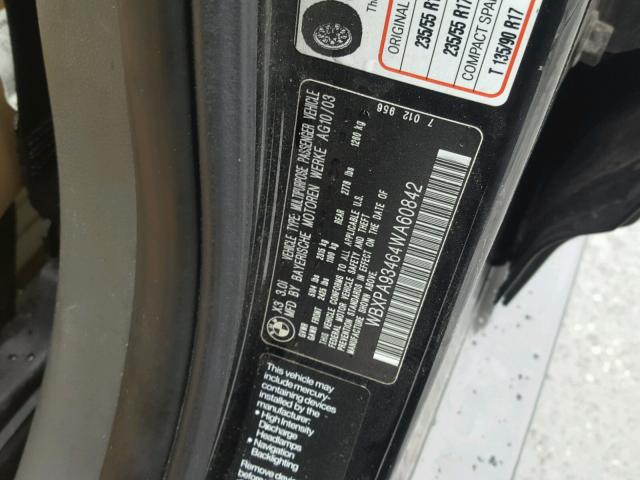 WBXPA93464WA60842 - 2004 BMW X3 3.0I BLACK photo 10