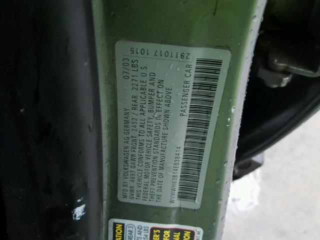 WVWWH63B14E038414 - 2004 VOLKSWAGEN PASSAT GLX 银色 照片 10