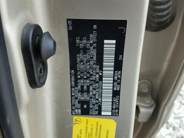 JTJHW31U760016268 - 2006 LEXUS RX 400 TAN photo 10