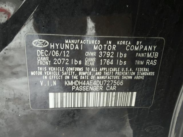 KMHDH4AE4DU727566 - 2013 HYUNDAI ELANTRA GL BLACK photo 10