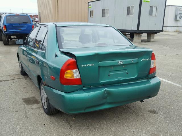 KMHCG45C21U192675 - 2001 HYUNDAI ACCENT GL GREEN photo 3