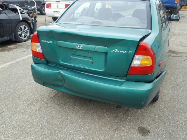 KMHCG45C21U192675 - 2001 HYUNDAI ACCENT GL GREEN photo 9