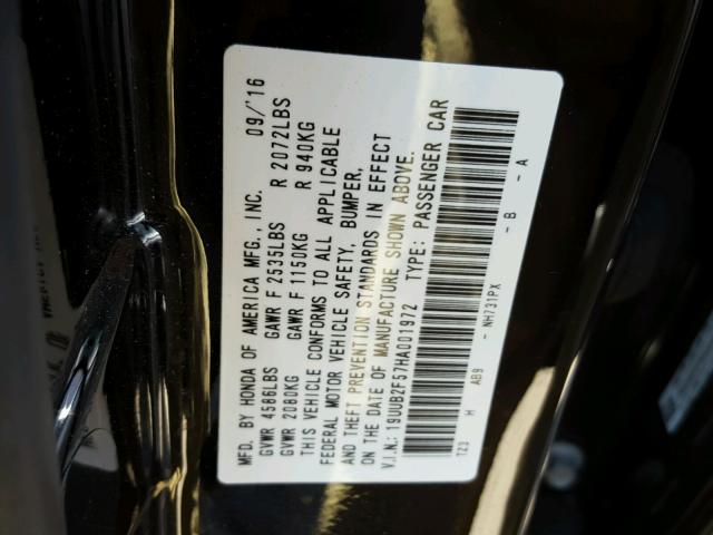 19UUB2F57HA001972 - 2017 ACURA TLX TECH BLACK photo 10