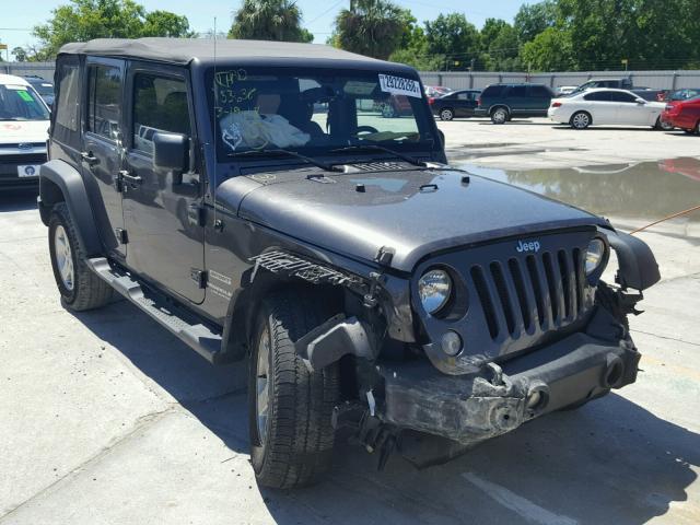 1C4BJWDG1EL281554 - 2014 JEEP WRANGLER U GRAY photo 1