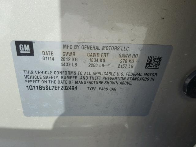 1G11B5SL7EF202494 - 2014 CHEVROLET MALIBU LS 棕色 照片 10