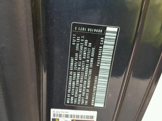 WVWAB7AJ3BW256048 - 2011 VOLKSWAGEN GOLF 灰色 照片 10