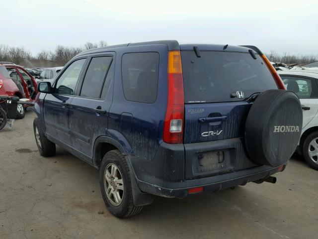 JHLRD78852C059113 - 2002 HONDA CR-V EX BLUE photo 3