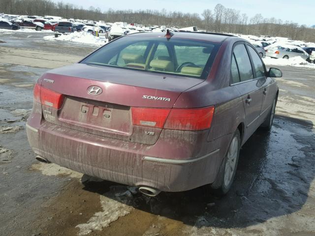 5NPEU46F29H473363 - 2009 HYUNDAI SONATA SE BURGUNDY photo 4