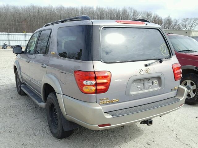 5TDZT34A22S075673 - 2002 TOYOTA SEQUOIA SR GRAY photo 3