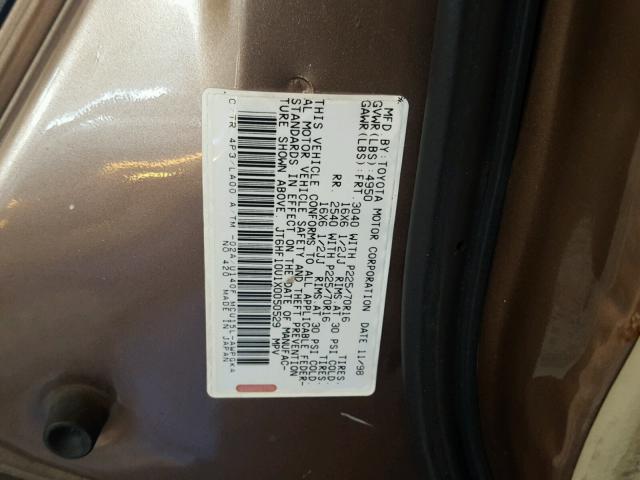 JT6HF10U1X0050529 - 1999 LEXUS RX 300 BROWN photo 10