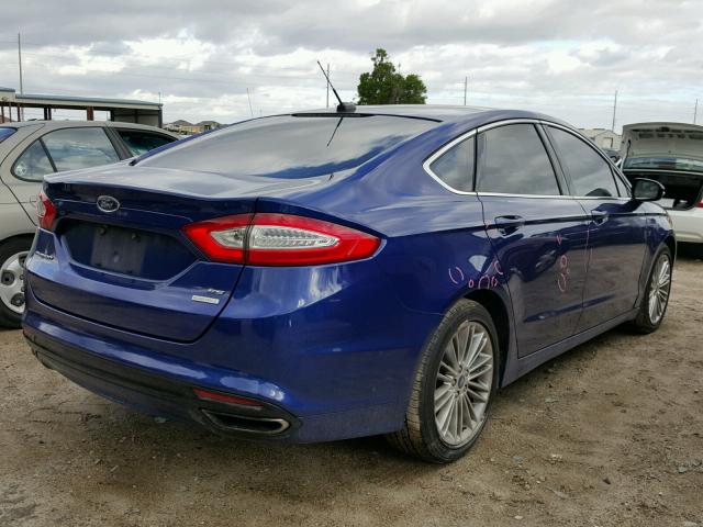 3FA6P0H98DR275300 - 2013 FORD FUSION SE BLUE photo 4