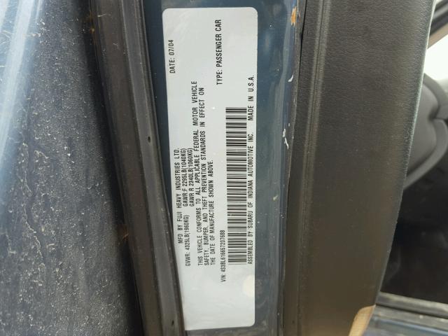 4S3BL616657207688 - 2005 SUBARU LEGACY 2.5 BLUE photo 10