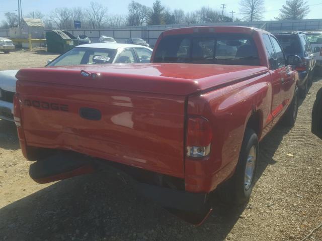 1B7GL22X4YS528667 - 2000 DODGE DAKOTA RED photo 4