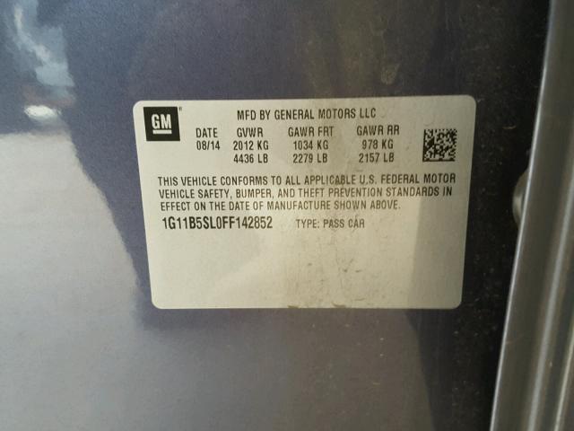 1G11B5SL0FF142852 - 2015 CHEVROLET MALIBU LS BLUE photo 10