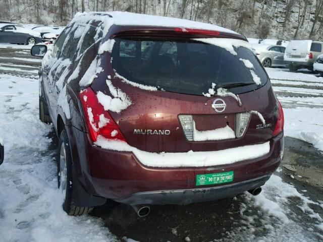 JN8AZ08W15W401889 - 2005 NISSAN MURANO SL BURGUNDY photo 3