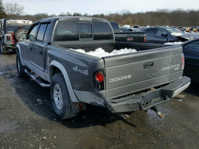 1D7HG48N03S368392 - 2003 DODGE DAKOTA QUA GRAY photo 3