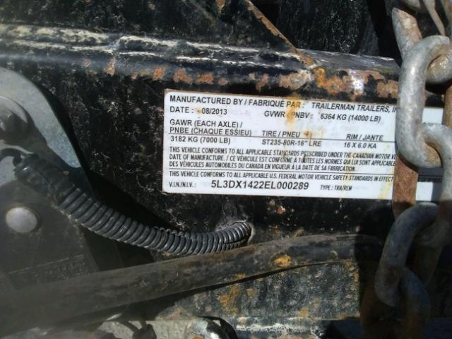 5L3DX1422EL000289 - 2014 UTILITY TRAILER BLACK photo 10