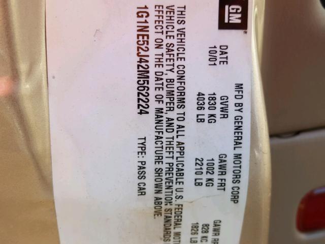 1G1NE52J42M562224 - 2002 CHEVROLET MALIBU LS 金色 照片 10