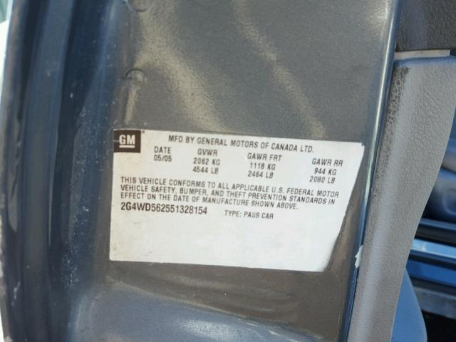 2G4WD552771116621 - 2007 BUICK LACROSSE C BLUE photo 10