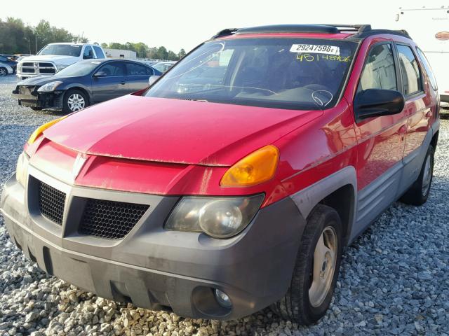 3G7DA03E31S509532 - 2001 PONTIAC AZTEK RED photo 2