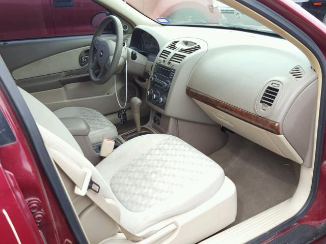 1G1ZT54835F325282 - 2005 CHEVROLET MALIBU LS მუქწითელი ფოტო 5
