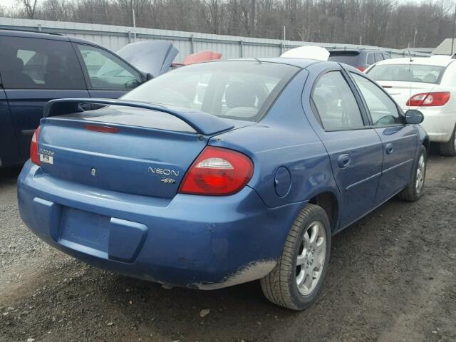 1B3ES56C43D253576 - 2003 DODGE NEON SXT BLUE photo 4