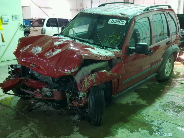 1J4GL48K85W507536 - 2005 JEEP LIBERTY SP RED photo 2