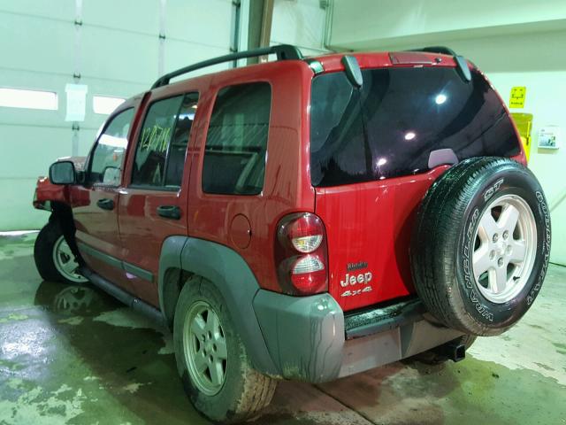 1J4GL48K85W507536 - 2005 JEEP LIBERTY SP RED photo 3