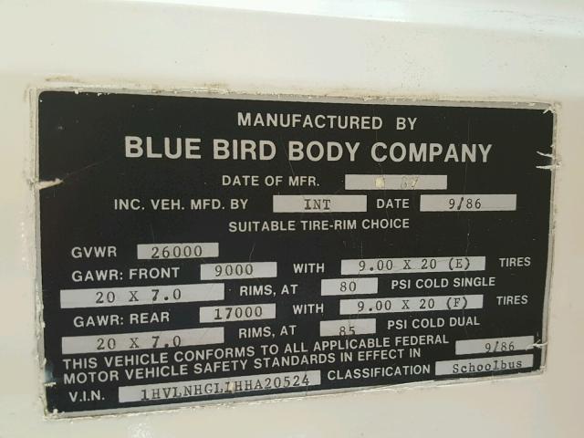 1HVLNHGL1HHA20524 - 1987 INTERNATIONAL S-SERIES 1 黄色 照片 10