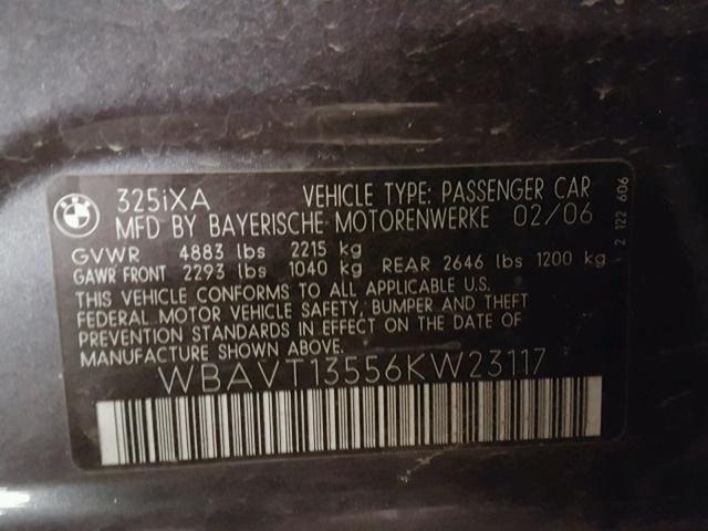 WBAVT13556KW23117 - 2006 BMW 325 XIT GRAY photo 10