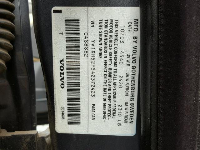 YV1RH52Y542372423 - 2004 VOLVO S60 R 灰色 照片 10