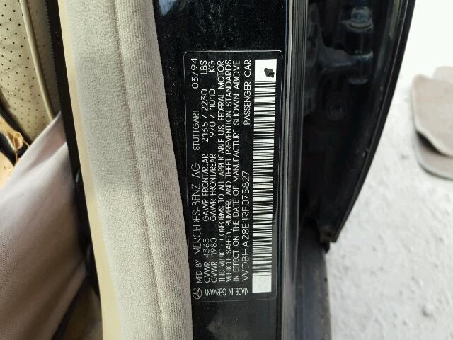 WDBHA28E1RF075827 - 1994 MERCEDES-BENZ C 280 BLACK photo 10