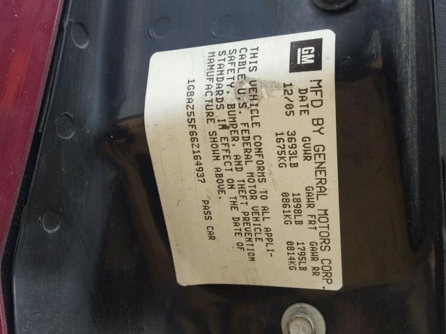 1G8AZ55F66Z164937 - 2006 SATURN ION LEVEL BURGUNDY photo 10