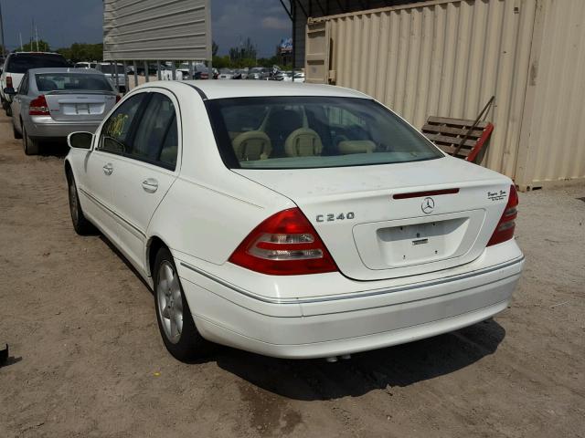 WDBRF61J14E016084 - 2004 MERCEDES-BENZ C 240 WHITE photo 3