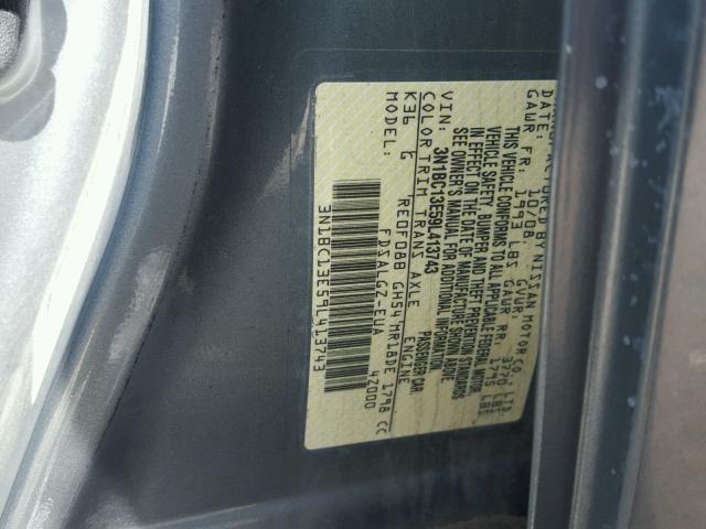 3N1BC13E59L413743 - 2009 NISSAN VERSA S GRAY photo 10