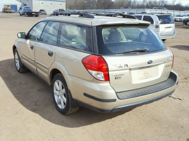 4S4BP61C887332458 - 2008 SUBARU OUTBACK 2. BEIGE photo 3